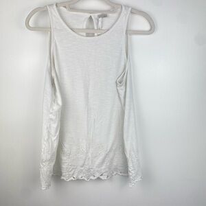 Lauren Conrad white sleeveless top eyelet cutout M